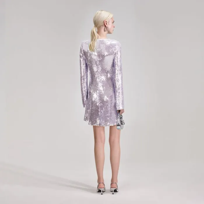 Dresses Woman SelfPortrait Lilac Sequin Knit Mini Dress Dresses Woman SelfPortrait Lilac Sequin Knit Mini Dress