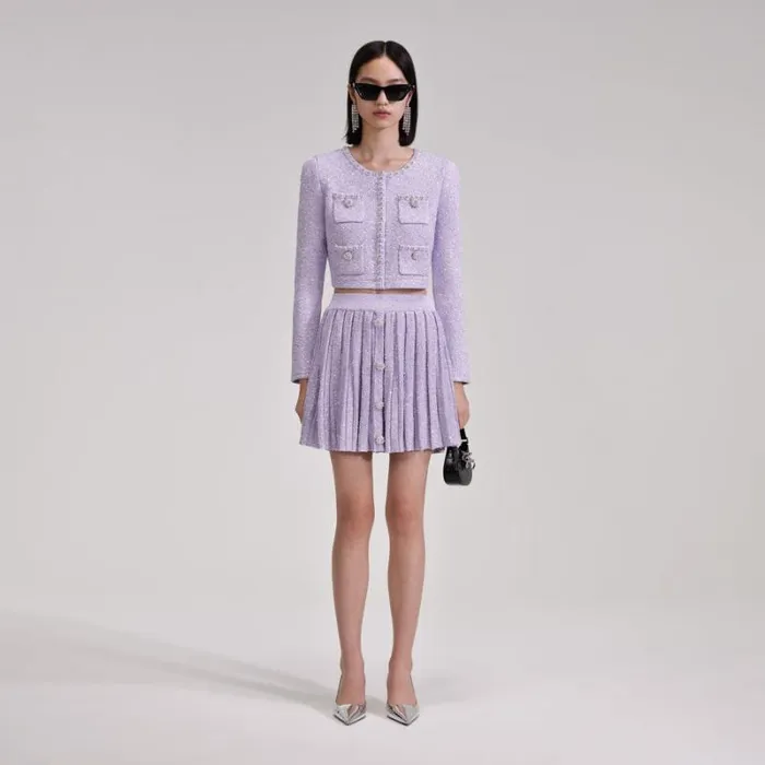 Dresses Woman SelfPortrait Lilac Sequin Knit Mini Dress Dresses Woman SelfPortrait Lilac Sequin Knit Mini Dress
