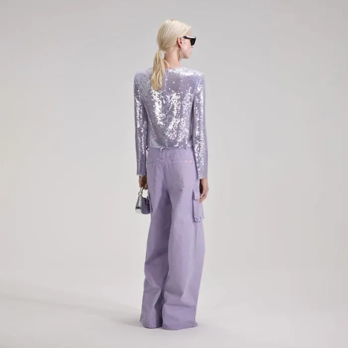 Dresses Woman SelfPortrait Lilac Sequin Knit Mini Dress Dresses Woman SelfPortrait Lilac Sequin Knit Mini Dress