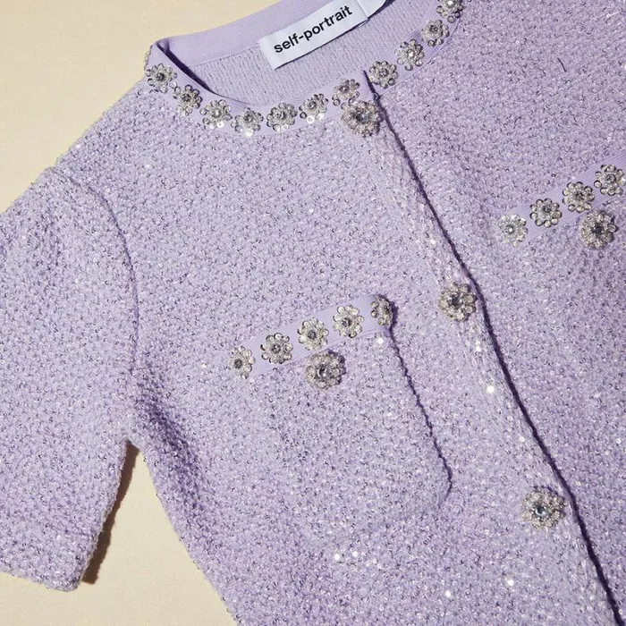 Dresses Woman SelfPortrait Lilac Sequin Knit Mini Dress Dresses Woman SelfPortrait Lilac Sequin Knit Mini Dress