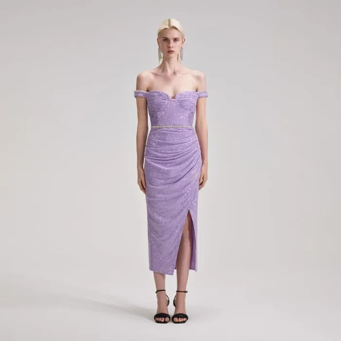 Dresses Woman SelfPortrait Lilac Sequin Knit Mini Dress Dresses Woman SelfPortrait Lilac Sequin Knit Mini Dress