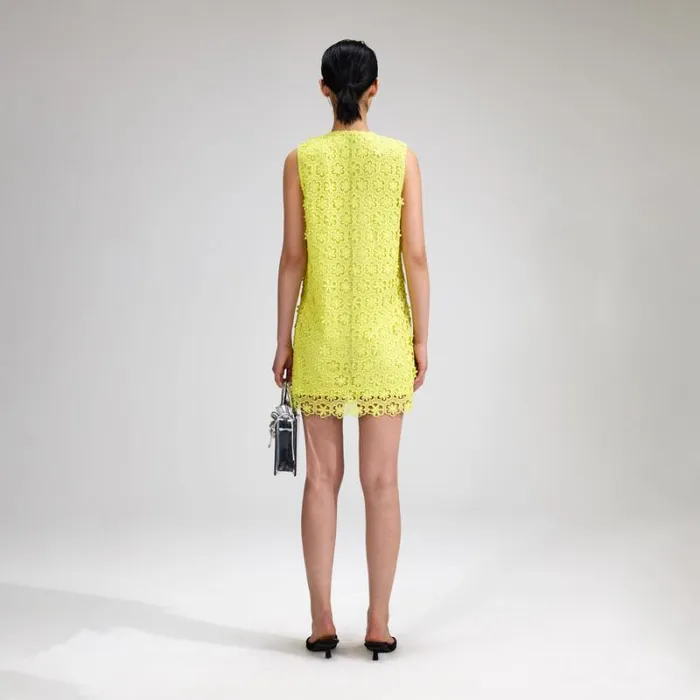 Dresses Woman SelfPortrait Lime Daisy Guipure Mini Dress Dresses Woman SelfPortrait Lime Daisy Guipure Mini Dress