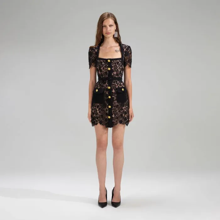 Dresses Woman SelfPortrait Lime Daisy Guipure Mini Dress Dresses Woman SelfPortrait Lime Daisy Guipure Mini Dress