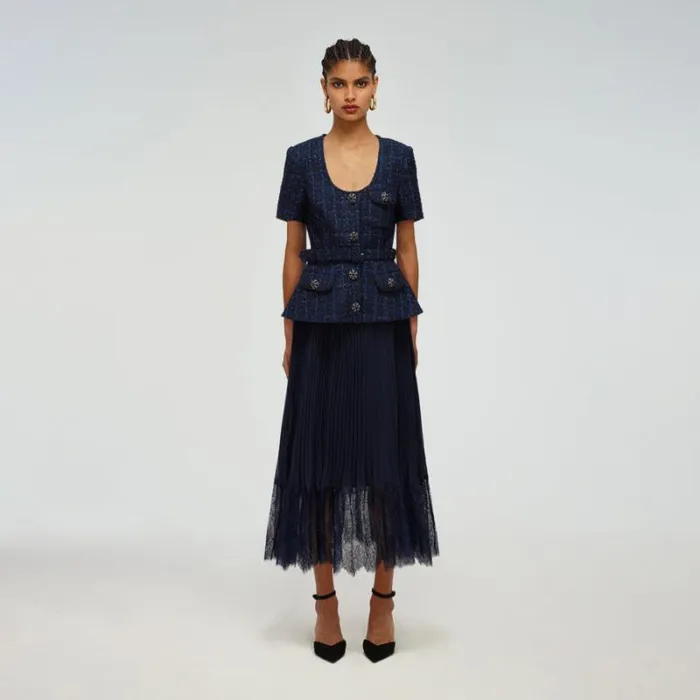 Dresses Woman SelfPortrait Metallic Boucl Tailored Midi Dress Dresses Woman SelfPortrait Metallic Boucl Tailored Midi Dress