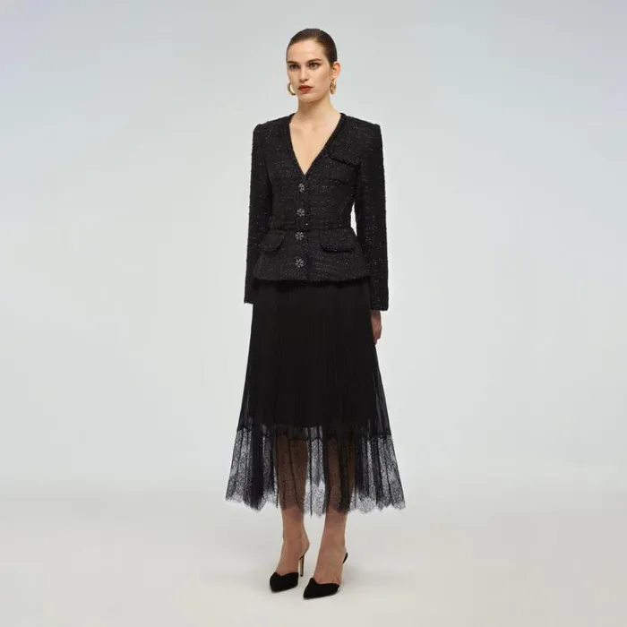 Dresses Woman SelfPortrait Metallic Boucl Tailored Midi Dress Dresses Woman SelfPortrait Metallic Boucl Tailored Midi Dress