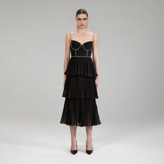 Dresses Woman SelfPortrait Midi Pleated Dress Dresses Woman SelfPortrait Midi Pleated Dress