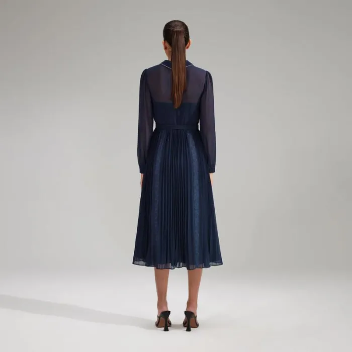 Dresses Woman SelfPortrait Navy Guipure Lace Midi Dress Dresses Woman SelfPortrait Navy Guipure Lace Midi Dress