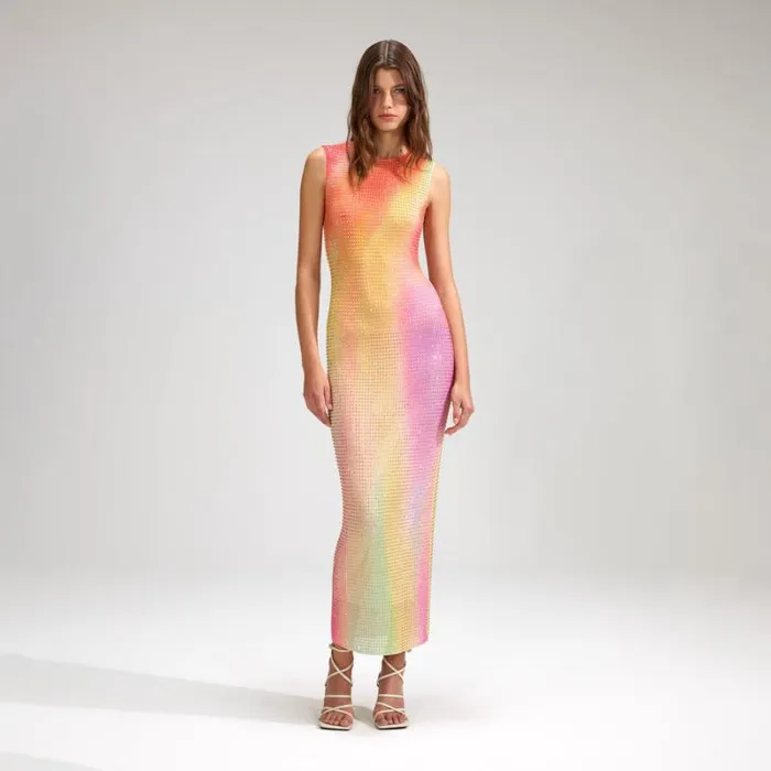 Dresses Woman SelfPortrait Ombre Mesh Midi Dress Dresses Woman SelfPortrait Ombre Mesh Midi Dress