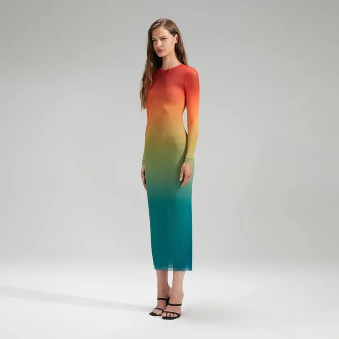 Dresses Woman SelfPortrait Ombre Mesh Midi Dress Dresses Woman SelfPortrait Ombre Mesh Midi Dress