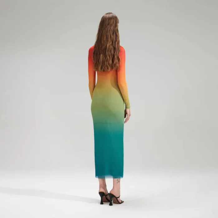 Dresses Woman SelfPortrait Ombre Mesh Midi Dress Dresses Woman SelfPortrait Ombre Mesh Midi Dress