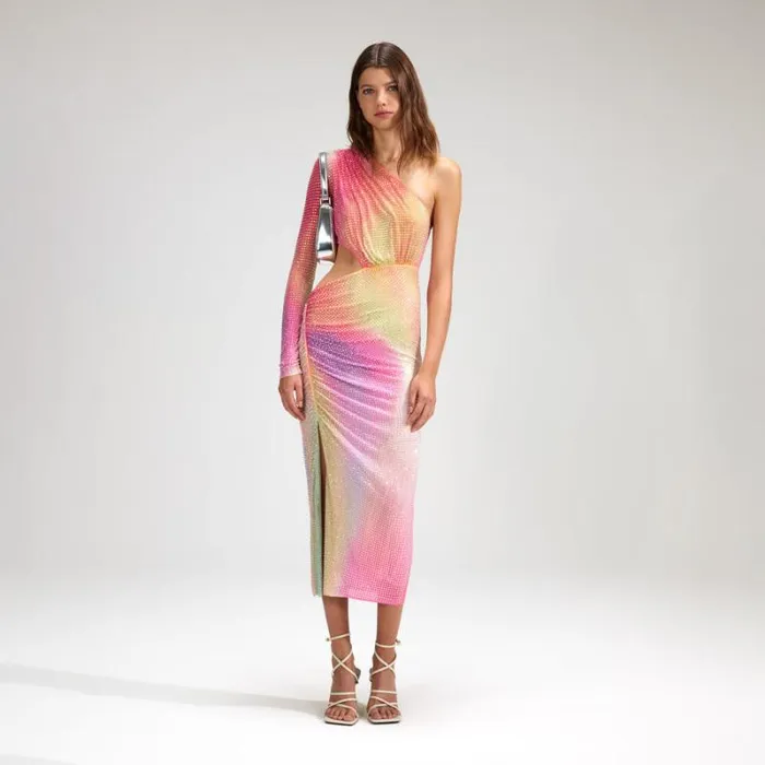 Dresses Woman SelfPortrait Ombre Mesh Midi Dress Dresses Woman SelfPortrait Ombre Mesh Midi Dress