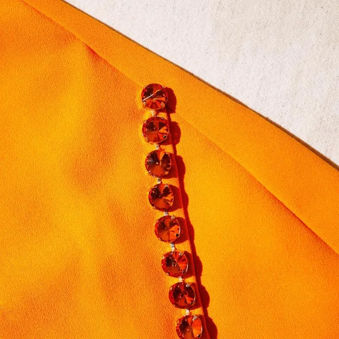 Dresses Woman SelfPortrait Orange Crepe Midi Dress With Trim Dresses Woman SelfPortrait Orange Crepe Midi Dress With Trim