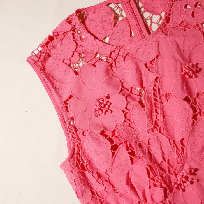 Dresses Woman SelfPortrait Pink 3D Cotton Lace Midi Dress Dresses Woman SelfPortrait Pink 3D Cotton Lace Midi Dress