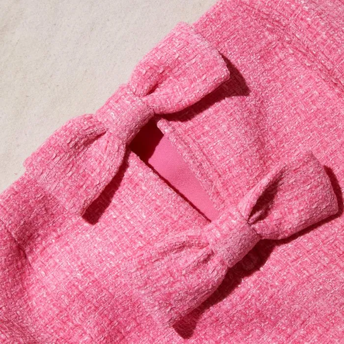 Dresses Woman SelfPortrait Pink Boucle Bow Mini Dress Dresses Woman SelfPortrait Pink Boucle Bow Mini Dress