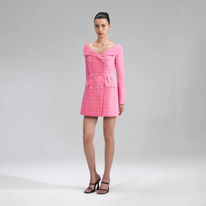 Dresses Woman SelfPortrait Pink Boucle Mini Dress Dresses Woman SelfPortrait Pink Boucle Mini Dress