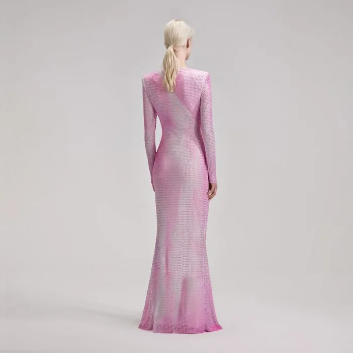 Dresses Woman SelfPortrait Pink Contour Flared Hem Maxi Dress Dresses Woman SelfPortrait Pink Contour Flared Hem Maxi Dress