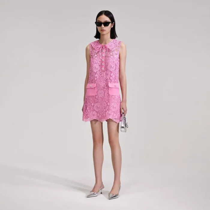 Dresses Woman SelfPortrait Pink Cord Lace Collar Mini Dress Dresses Woman SelfPortrait Pink Cord Lace Collar Mini Dress