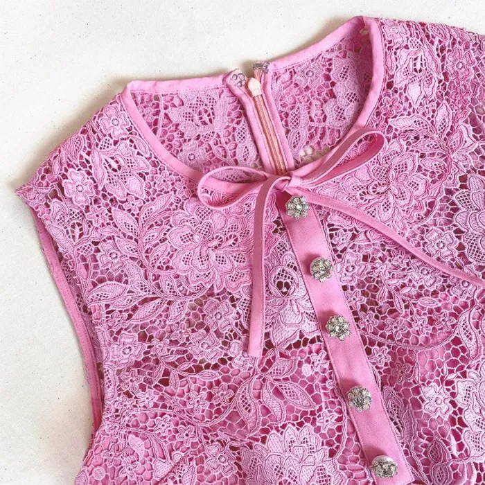 Dresses Woman SelfPortrait Pink Cord Lace Collar Mini Dress Dresses Woman SelfPortrait Pink Cord Lace Collar Mini Dress