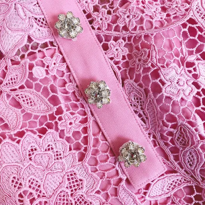 Dresses Woman SelfPortrait Pink Cord Lace Collar Mini Dress Dresses Woman SelfPortrait Pink Cord Lace Collar Mini Dress