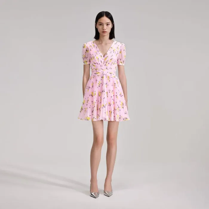 Dresses Woman SelfPortrait Pink Floral Print Mini Dress
