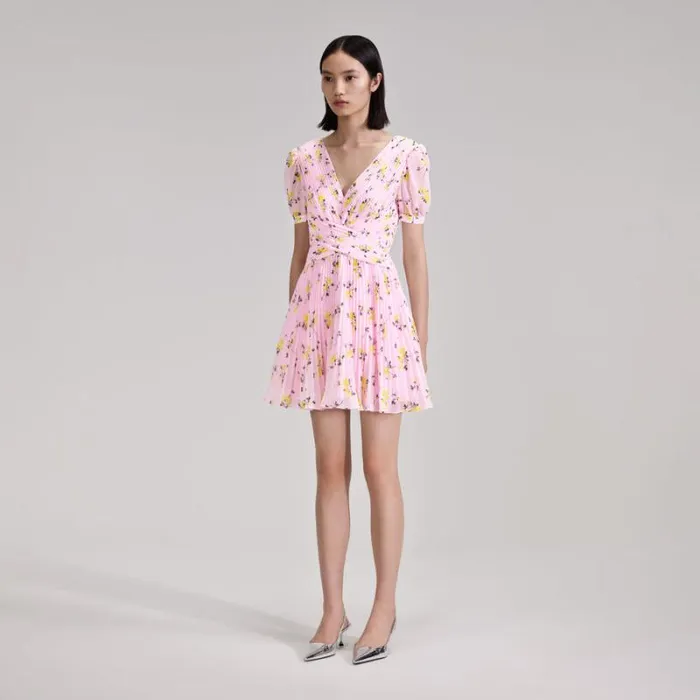 Dresses Woman SelfPortrait Pink Floral Print Mini Dress Dresses Woman SelfPortrait Pink Floral Print Mini Dress