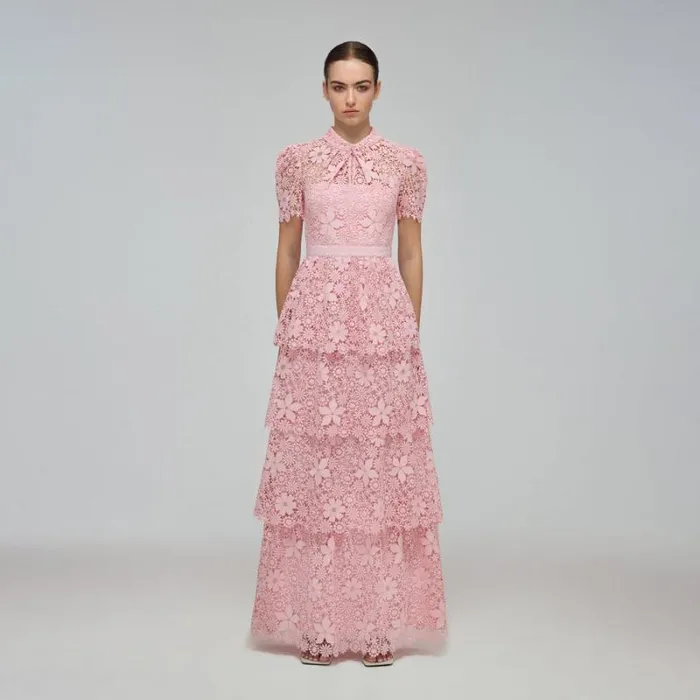 Dresses Woman SelfPortrait Pink Magnolia Lace Maxi Dress Dresses Woman SelfPortrait Pink Magnolia Lace Maxi Dress
