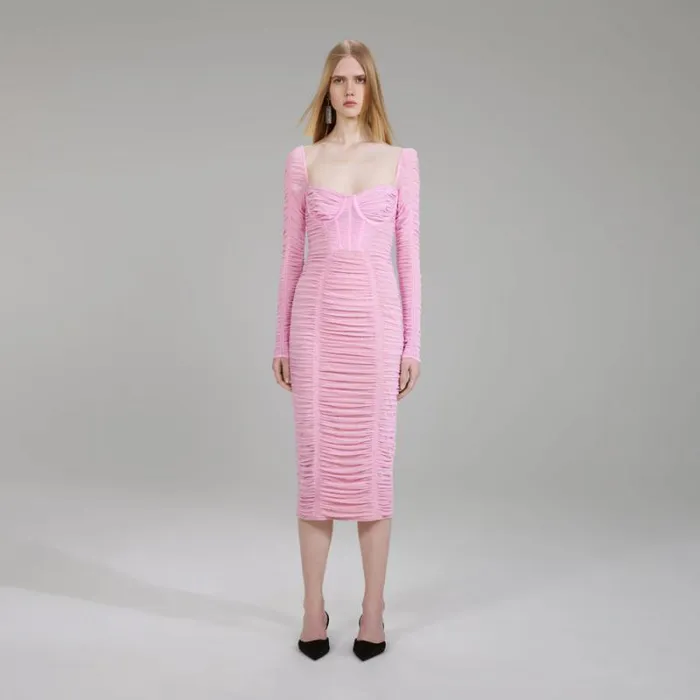 Dresses Woman SelfPortrait Pink Mesh Mini Dress Dresses Woman SelfPortrait Pink Mesh Mini Dress