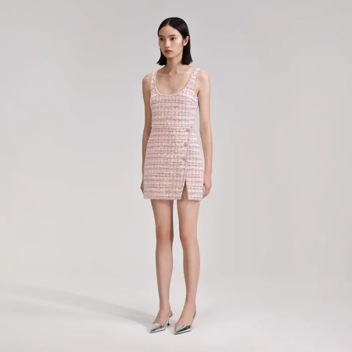 Dresses Woman SelfPortrait Pink Sequin Boucle Mini Dress Dresses Woman SelfPortrait Pink Sequin Boucle Mini Dress