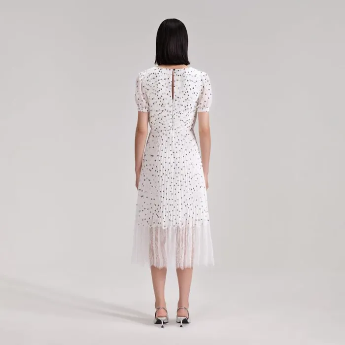 Dresses Woman SelfPortrait Polka Dot Chiffon Crossover Midi Dress Dresses Woman SelfPortrait Polka Dot Chiffon Crossover Midi Dress