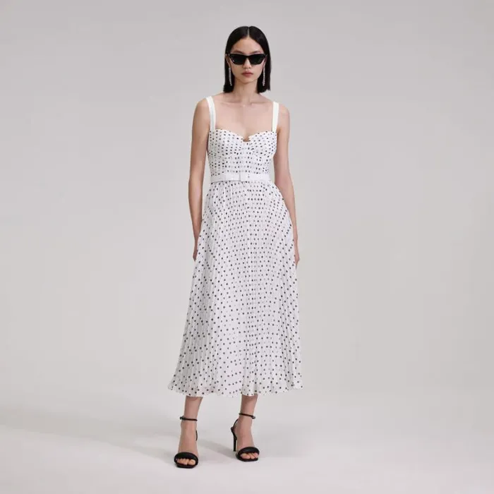 Dresses Woman SelfPortrait Polka Dot Chiffon Midi Dress