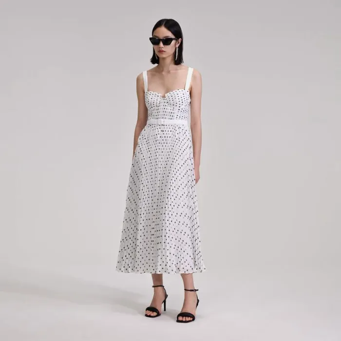 Dresses Woman SelfPortrait Polka Dot Chiffon Midi Dress Dresses Woman SelfPortrait Polka Dot Chiffon Midi Dress