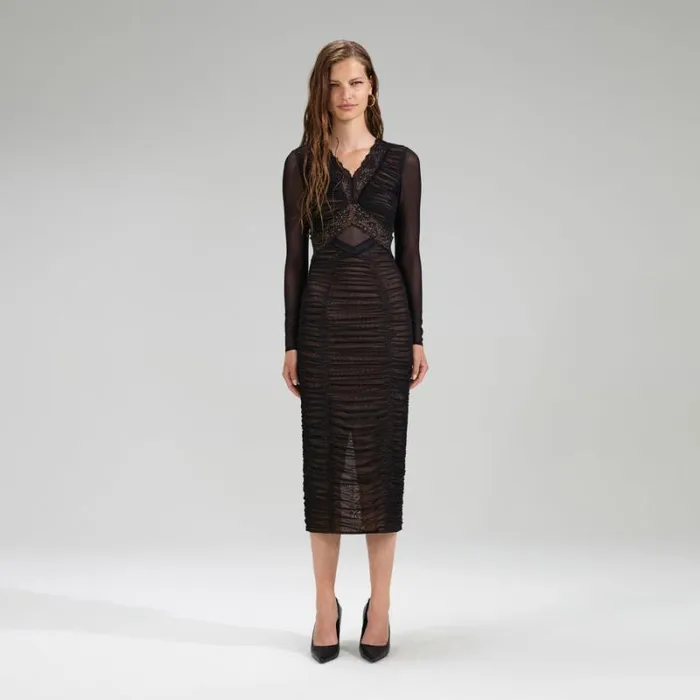 Dresses Woman SelfPortrait Printed Mesh Rhinestone Midi Dress Dresses Woman SelfPortrait Printed Mesh Rhinestone Midi Dress