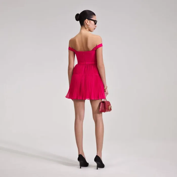 Dresses Woman SelfPortrait Red Chiffon Off Shoulder Mini Dress Dresses Woman SelfPortrait Red Chiffon Off Shoulder Mini Dress