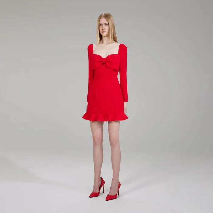 Dresses Woman SelfPortrait Red Crepe Bow Mini Dress Dresses Woman SelfPortrait Red Crepe Bow Mini Dress