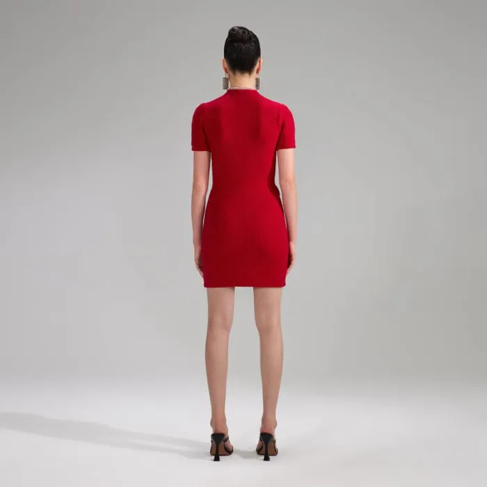Dresses Woman SelfPortrait Red Melange Knit Diamante Mini Dress Dresses Woman SelfPortrait Red Melange Knit Diamante Mini Dress