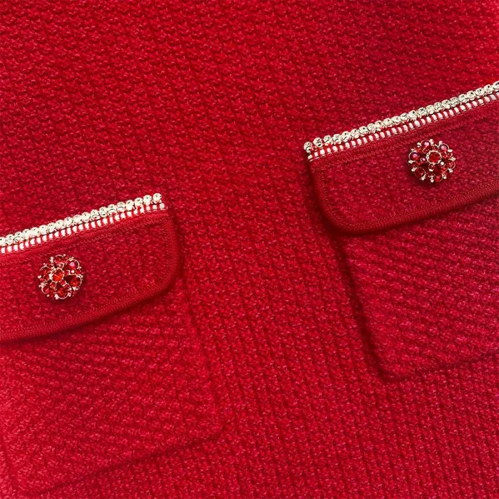 Dresses Woman SelfPortrait Red Melange Knit Diamante Mini Dress Dresses Woman SelfPortrait Red Melange Knit Diamante Mini Dress