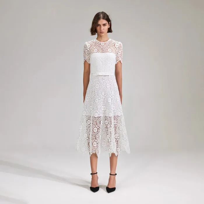 Dresses Woman SelfPortrait Ribbon Lace Midi Dress Dresses Woman SelfPortrait Ribbon Lace Midi Dress