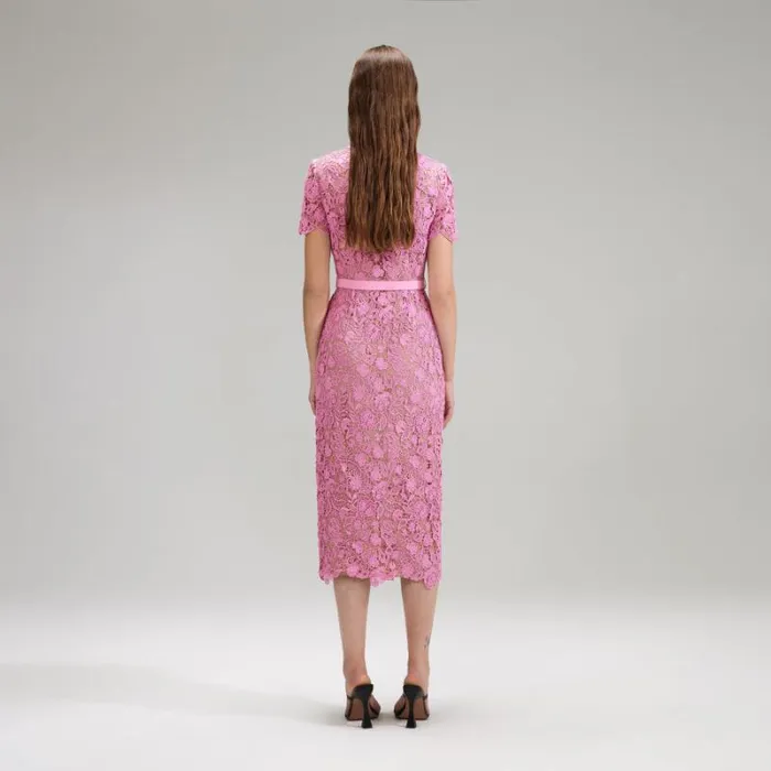 Dresses Woman SelfPortrait Royal Blue Guipure Lace Midi Dress Dresses Woman SelfPortrait Royal Blue Guipure Lace Midi Dress