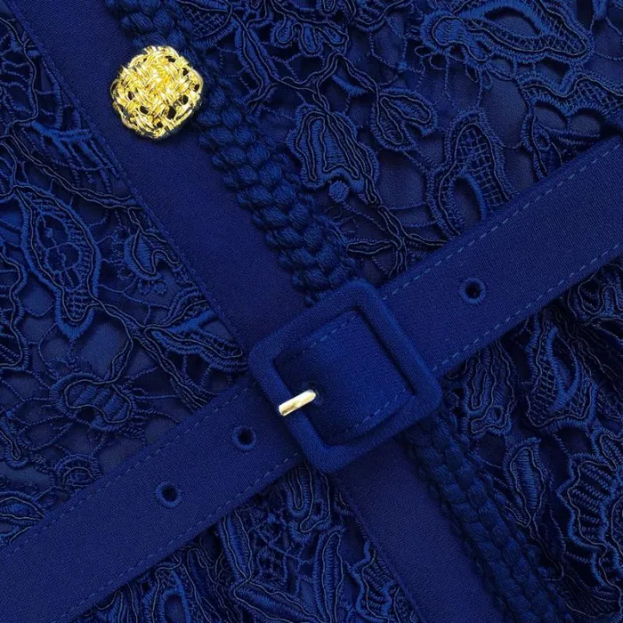 Dresses Woman SelfPortrait Royal Blue Guipure Lace Midi Dress Dresses Woman SelfPortrait Royal Blue Guipure Lace Midi Dress