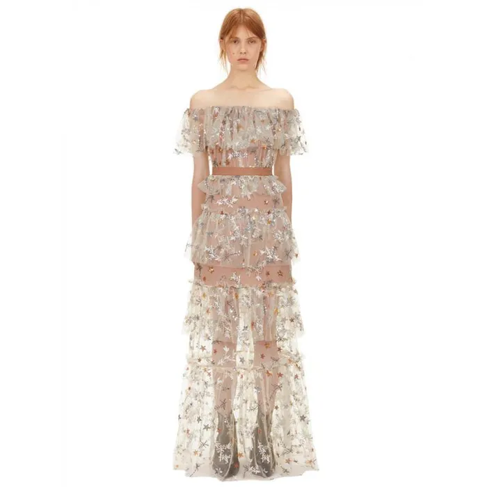 Dresses Woman SelfPortrait Star Mesh Midi Dress Dresses Woman SelfPortrait Star Mesh Midi Dress