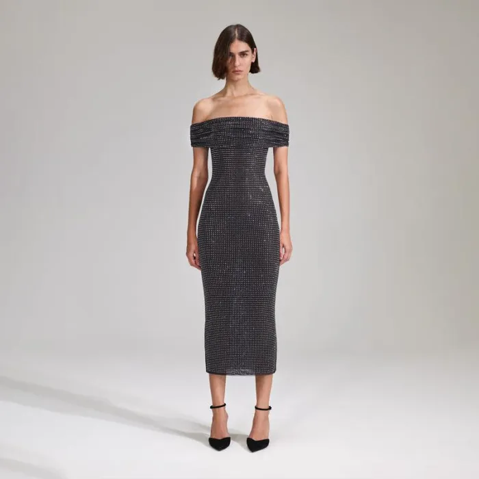 Dresses Woman SelfPortrait Tan Rhinestone Off Shoulder Fishnet Maxi Dress Dresses Woman SelfPortrait Tan Rhinestone Off Shoulder Fishnet Maxi Dress
