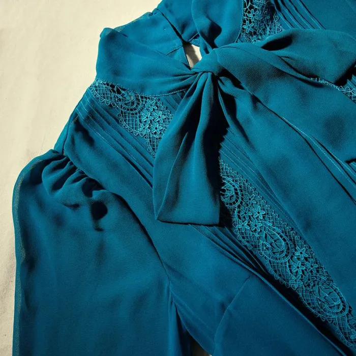 Dresses Woman SelfPortrait Teal Chiffon Midi Dress Dresses Woman SelfPortrait Teal Chiffon Midi Dress