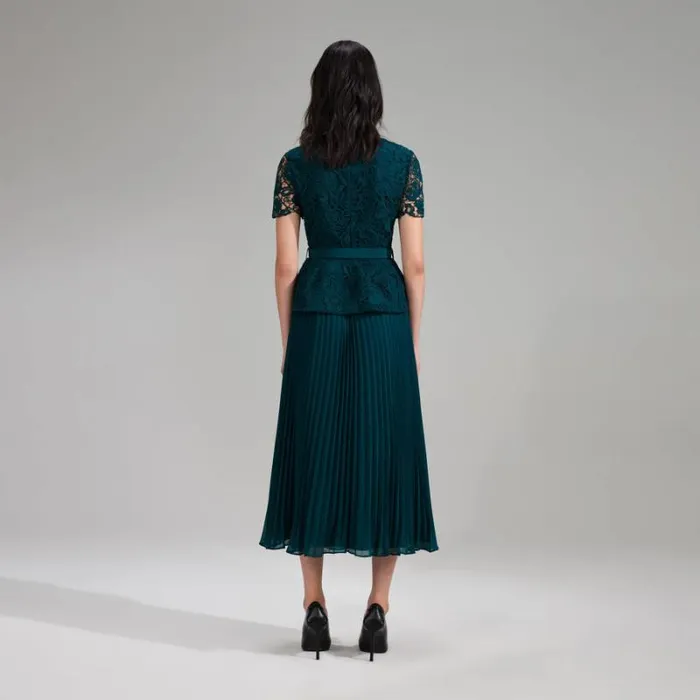 Dresses Woman SelfPortrait Teal Lace Bodice Midi Dress Dresses Woman SelfPortrait Teal Lace Bodice Midi Dress