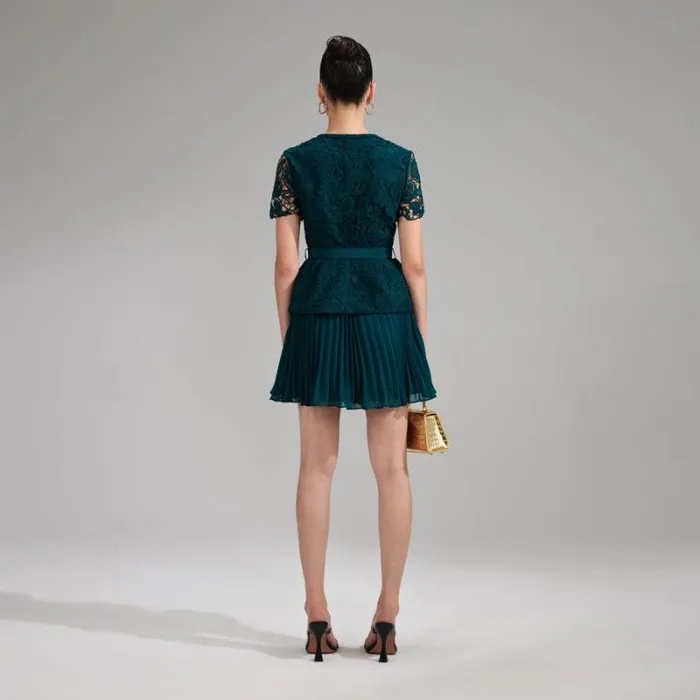 Dresses Woman SelfPortrait Teal Lace Bodice Mini Dress Dresses Woman SelfPortrait Teal Lace Bodice Mini Dress