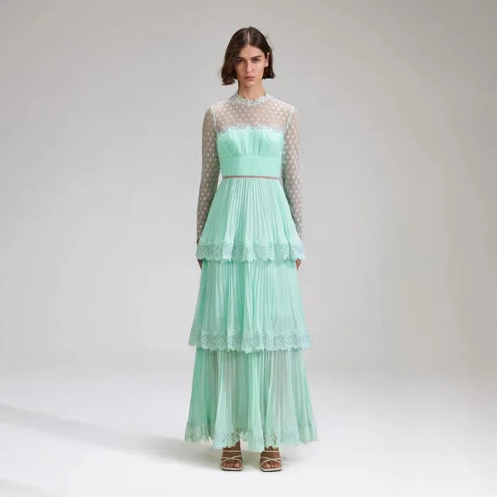 Dresses Woman SelfPortrait White Chiffon Tiered Midi Dress Dresses Woman SelfPortrait White Chiffon Tiered Midi Dress