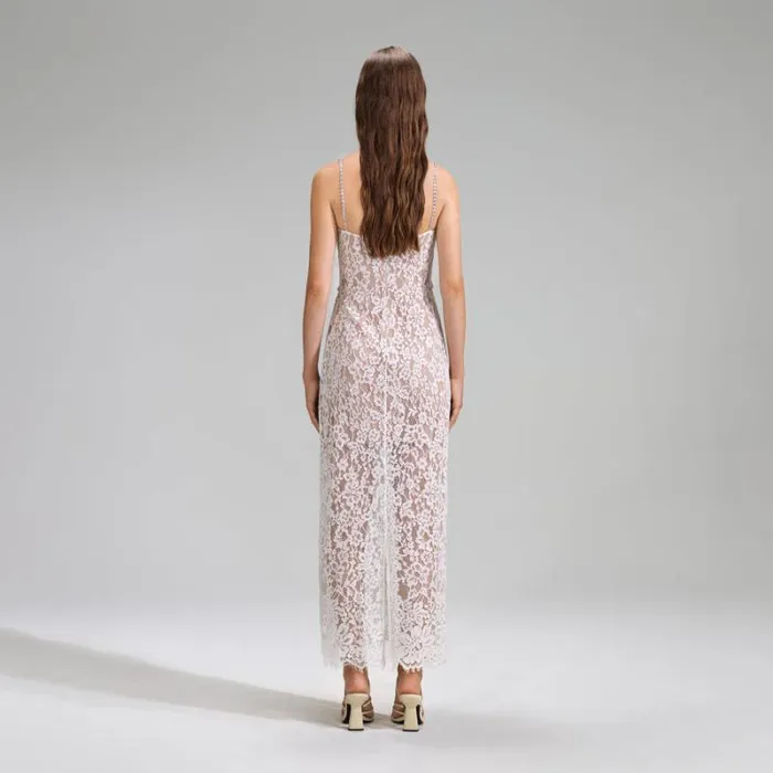 Dresses Woman SelfPortrait White Fine Lace Maxi Dress Dresses Woman SelfPortrait White Fine Lace Maxi Dress
