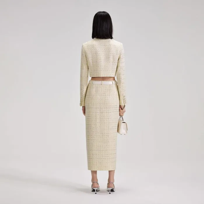 Dresses Woman SelfPortrait Yellow Boucle Diamante Mini Dress Dresses Woman SelfPortrait Yellow Boucle Diamante Mini Dress