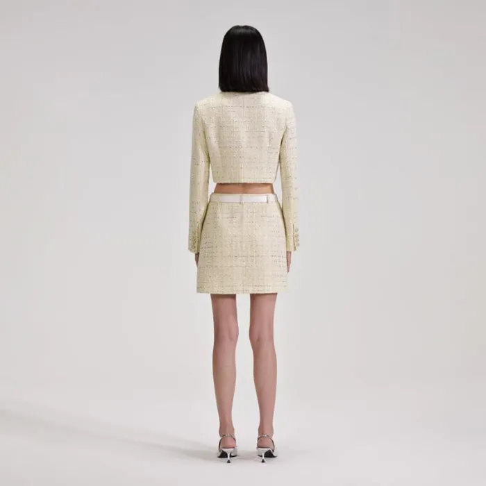 Dresses Woman SelfPortrait Yellow Boucle Diamante Mini Dress Dresses Woman SelfPortrait Yellow Boucle Diamante Mini Dress