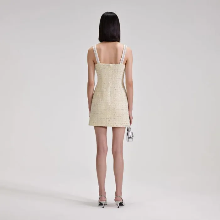 Dresses Woman SelfPortrait Yellow Boucle Diamante Mini Dress Dresses Woman SelfPortrait Yellow Boucle Diamante Mini Dress