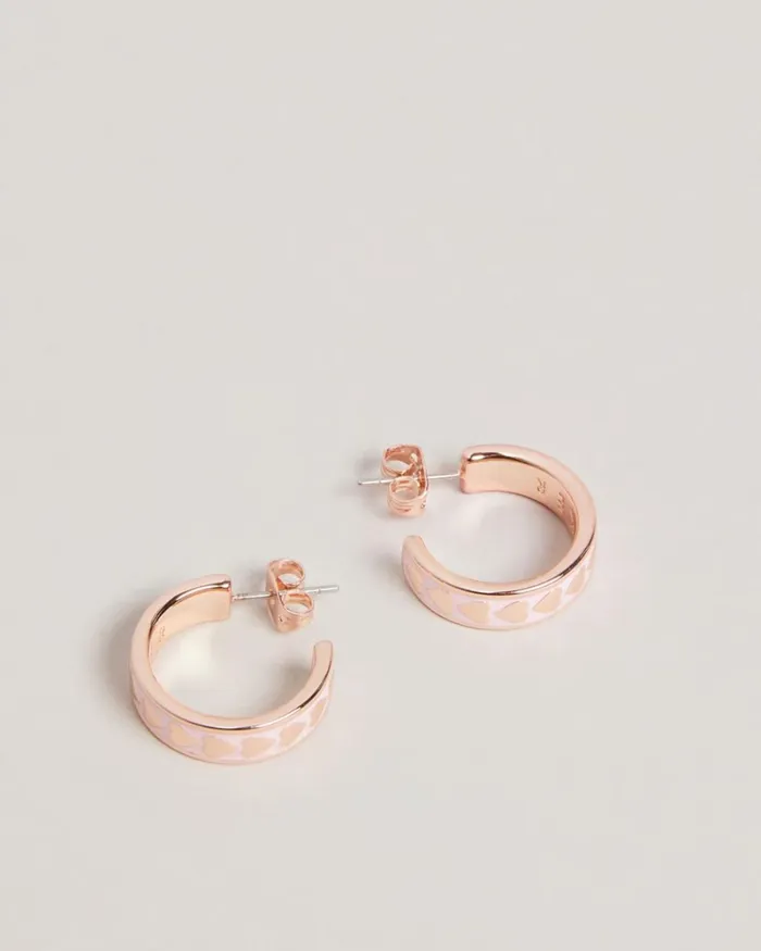 Enamel Heart Hoop Earrings Pale Pink Women Ted Baker Jewelry